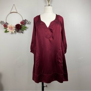 ULLAH JOHNSON Women’s 100% Silk Long Sleeve Mini Dress in Red size 6